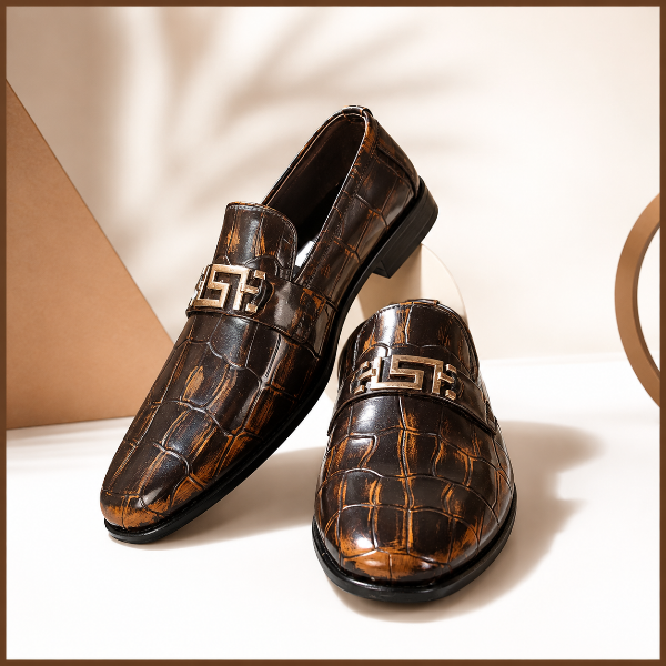 Imperial Croc Buckle Loafers – Antique Brown
