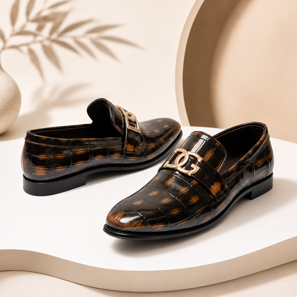 Classic Brown Leather DGLoafers