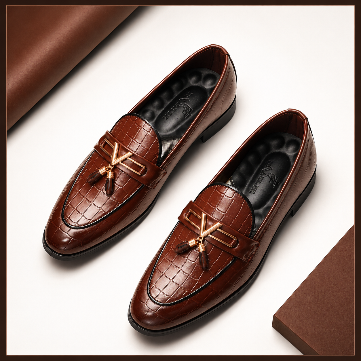 Royal Croc Tassel Loafers – Brown