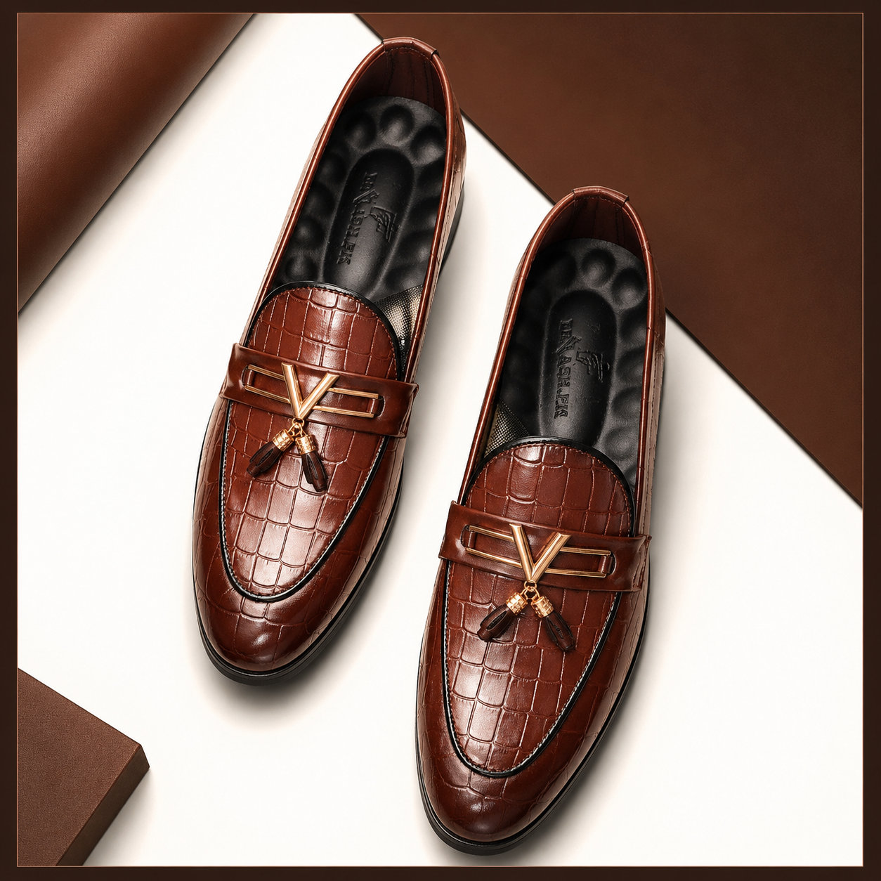 Royal Croc Tassel Loafers – Brown
