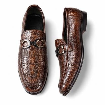 Croc Luxe Horsebit Loafers – Brown Crocodile