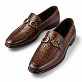Croc Luxe Horsebit Loafers – Brown Crocodile