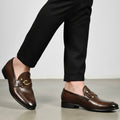 Classic Brown Leather Horsebit Loafers   (1070)