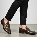 Classic Brown Leather Horsebit Loafers   (1070)