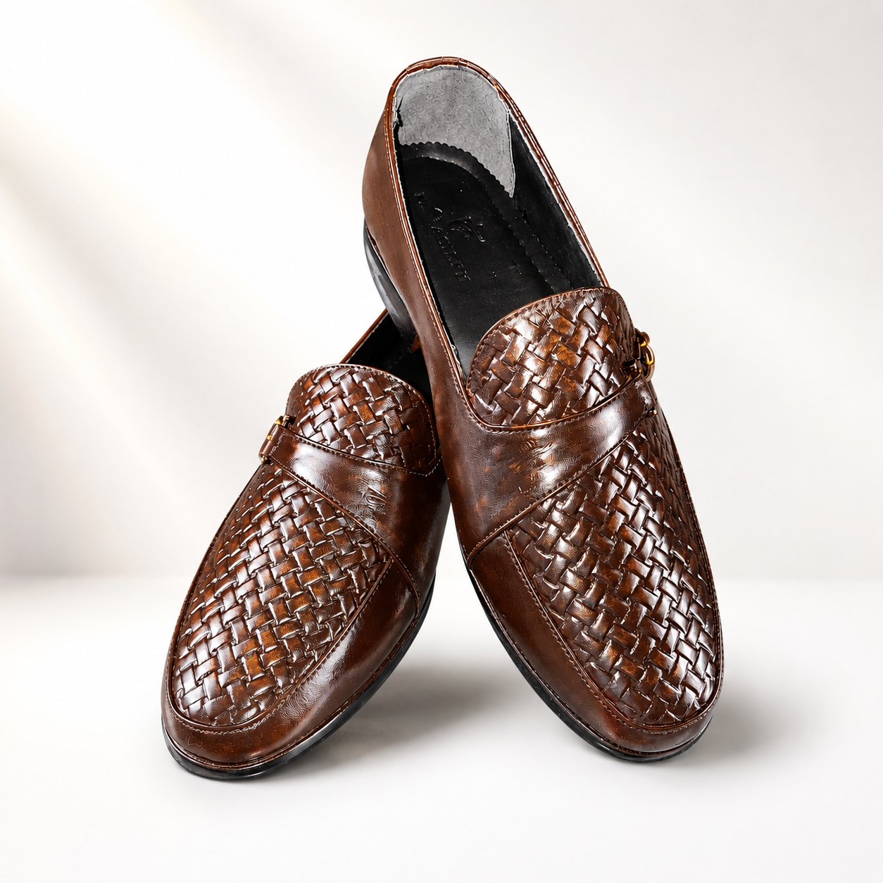 Heritage Woven Slip-On Loafers – Brown